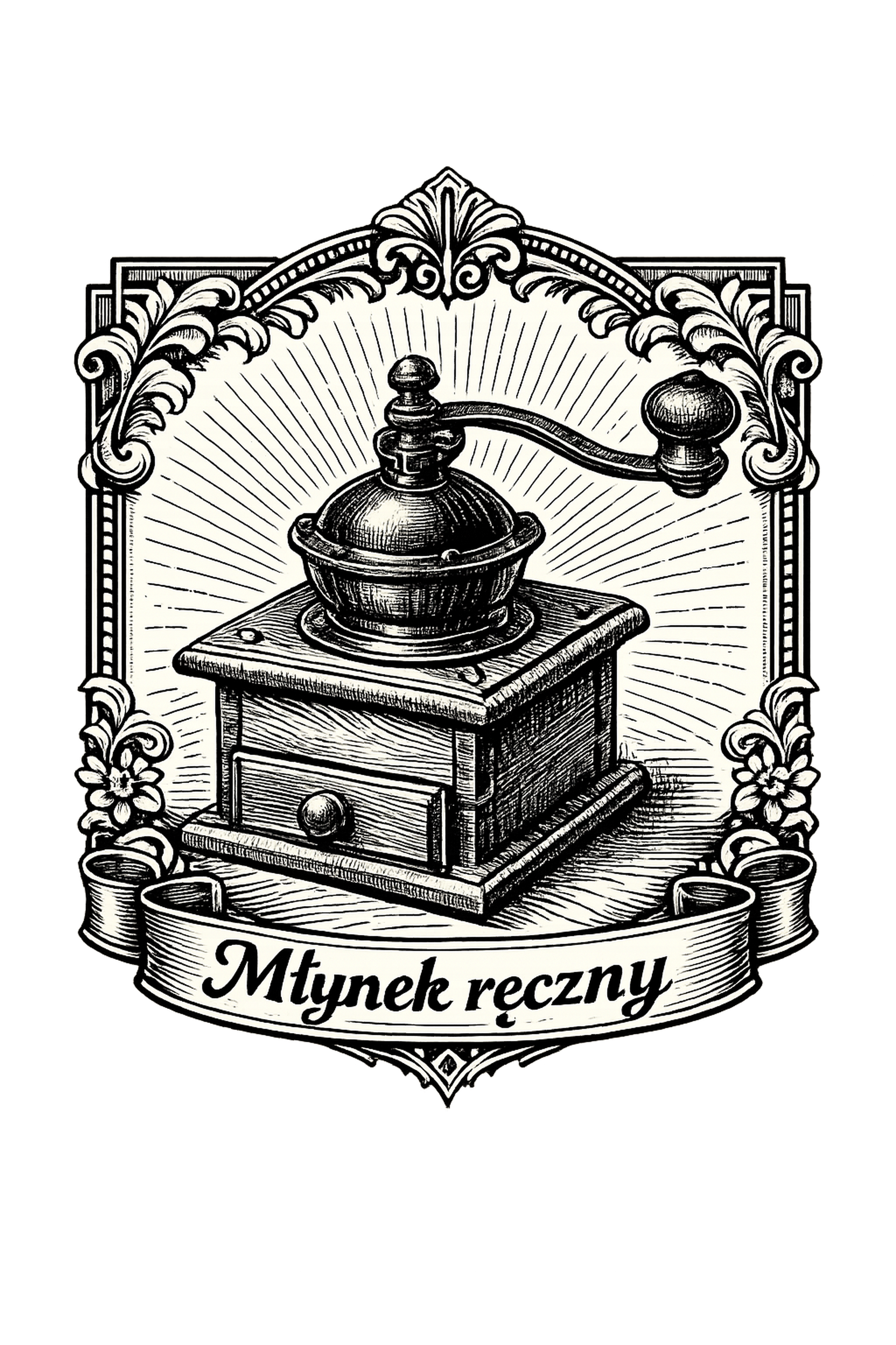 Koszulka z nadrukiem - Młynek ręczny w rycinie - obrazek 2