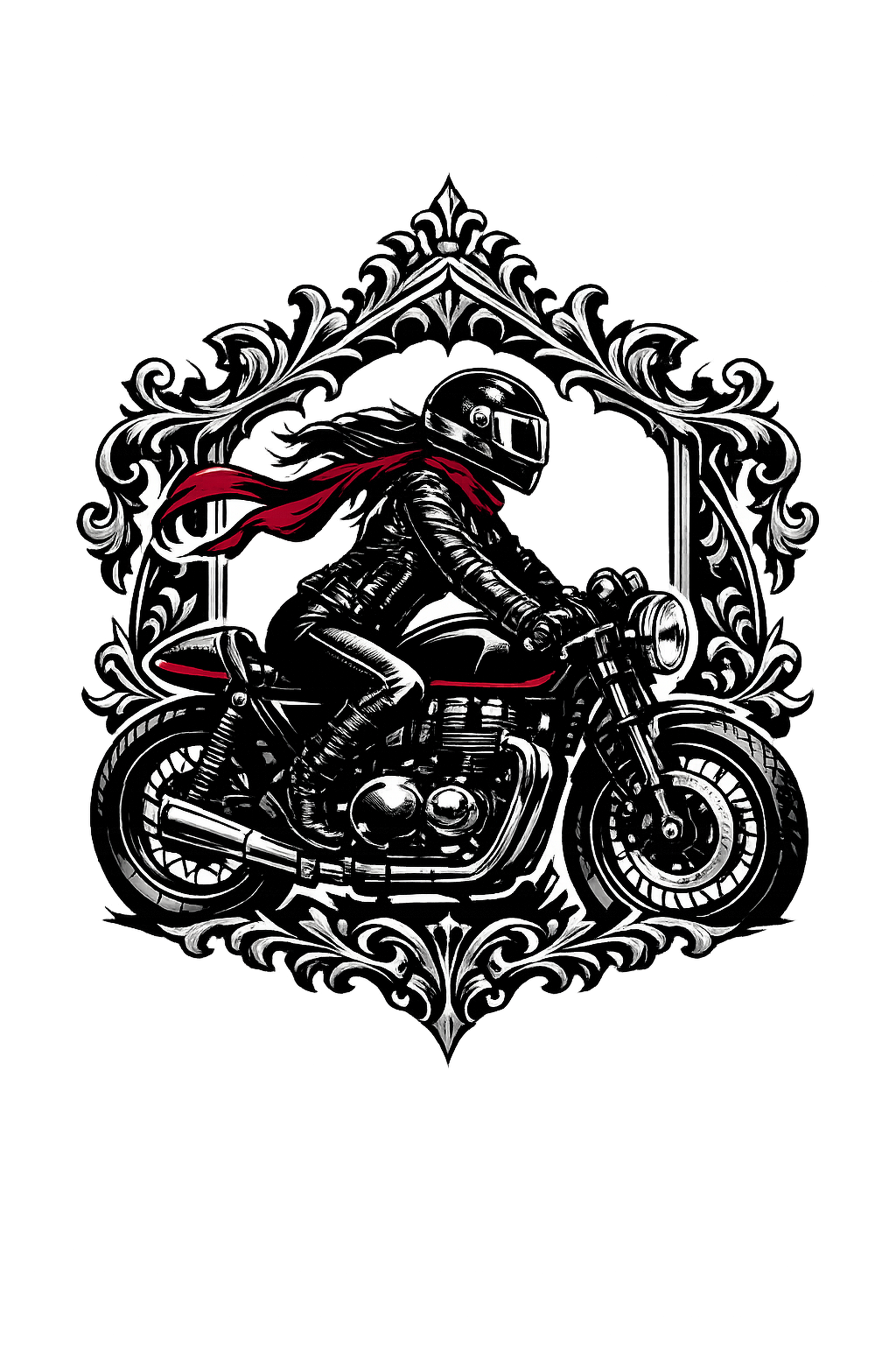 Koszulka z nadrukiem - Dama na motocyklu - obrazek 2