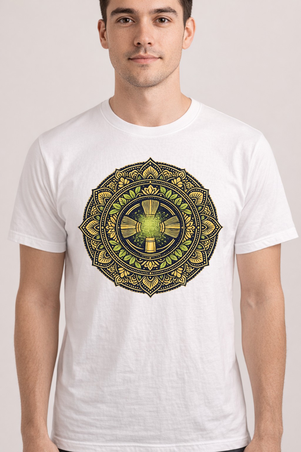 Koszulka z nadrukiem - Zielona Mandala Matcha